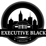 Executive Black Limousine logo featuring city skyline and luxury car silhouette for Toronto limo services